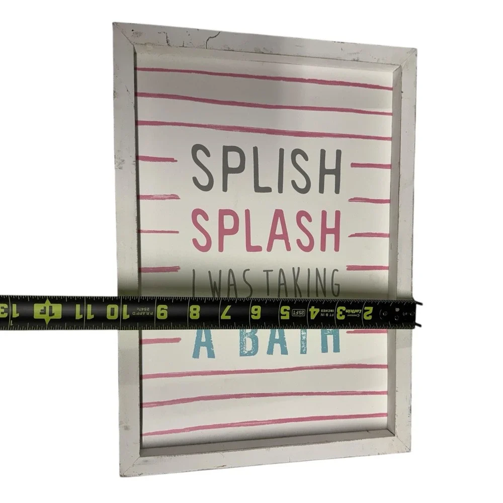 Splish Splash Bathroom Wall Decor Sign - Farmhouse Style - Pink‎ Gray Blue WP72Q